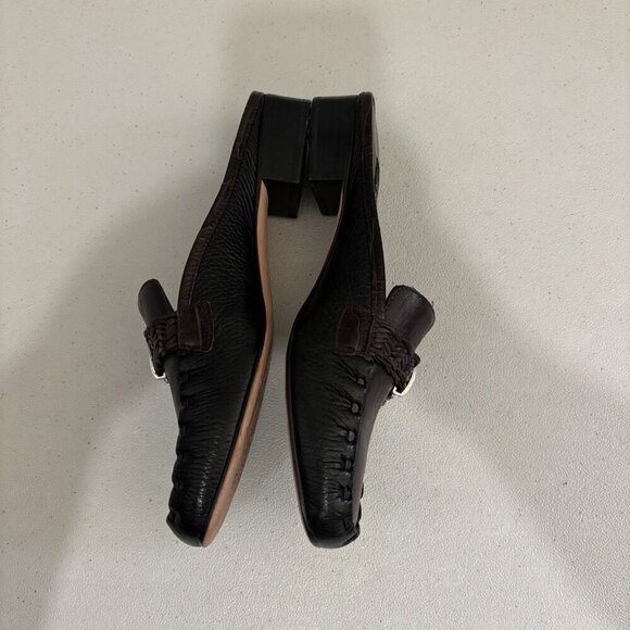 Brighton Karmen Leather Brown And Black Metal Buckle Slip On Loafer Size 6 - Picture 4 of 11